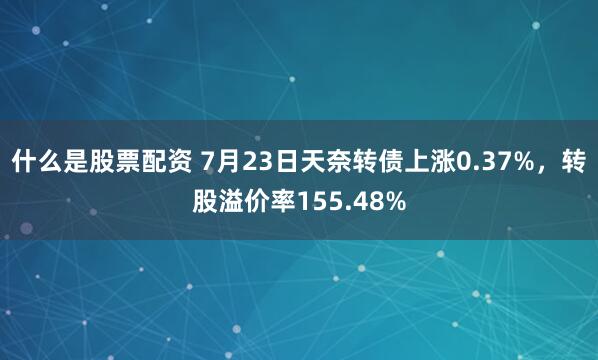 什么是股票配资 7月23日天奈转债上涨0.37%，转股溢价率155.48%