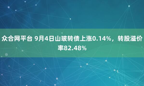 众合网平台 9月4日山玻转债上涨0.14%，转股溢价率82.48%